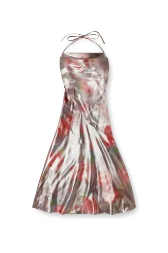 d-ebra Metallic-Midikleid mit Rosenprint