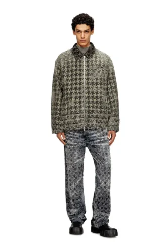 d-elmo-fsh Jacke aus Denim mit Hahnentrittmuster