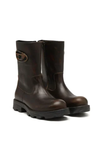 d-hammer bkr d w D-Hammer-Cut-out Lederstiefel mit oxidierten Metallbeschlägen