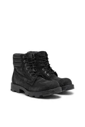 d-hammer lace up D-Hammer-Combat-Stiefel aus Denim und Leder