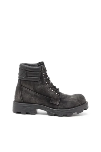 d-hammer lace up w D-Hammer-Combat-Stiefel aus Denim und Leder