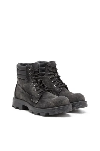 d-hammer lace up w D-Hammer-Combat-Stiefel aus Denim und Leder