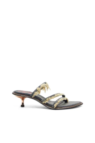 d-havanna kittie D-Havanna Kittie-Mules aus ausgefranstem Denim mit Kristallen