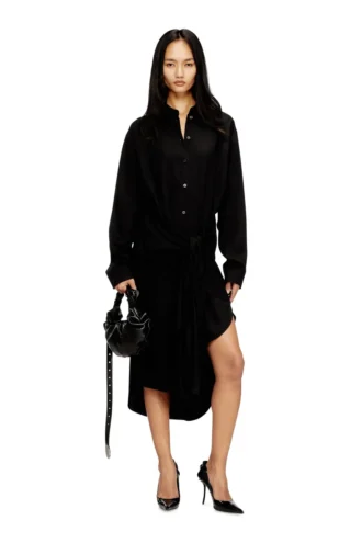 d-iletta-s1 Midi-Hemdkleid mit gedrehtem Detail