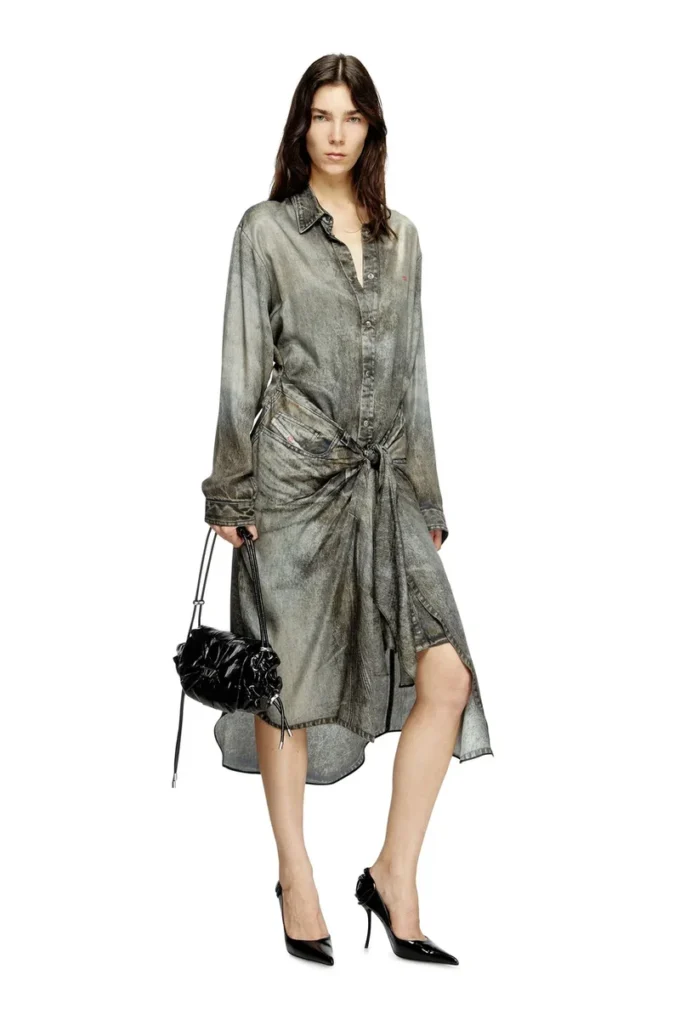 d-iletta Wickelkleid aus Viskose in Denim-Optik