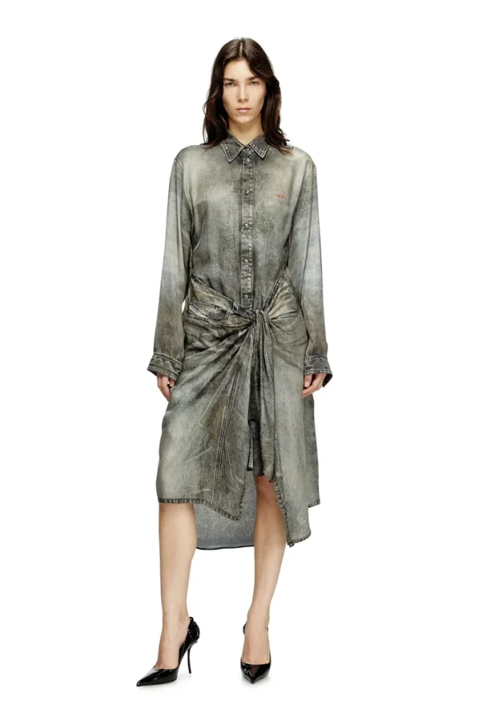 d-iletta Wickelkleid aus Viskose in Denim-Optik