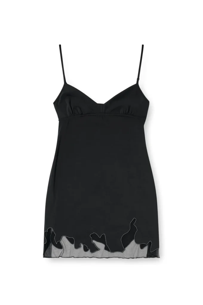 d-inlay-r1 Minikleid aus Nylon mit Tüll-Einsatz