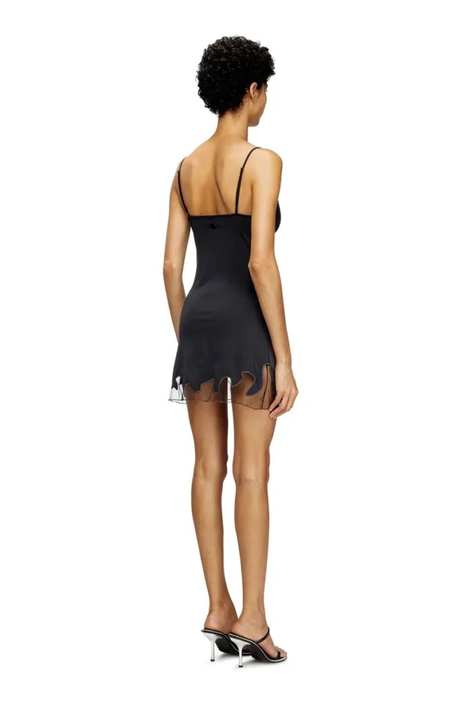 d-inlay-r1 Minikleid aus Nylon mit Tüll-Einsatz