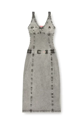 d-inny Ärmelloses Midikleid mit Denim-Effekt