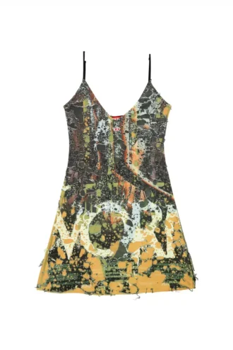 d-jena-dev Kurzes Destroyed-Kleid mit Poster-Print