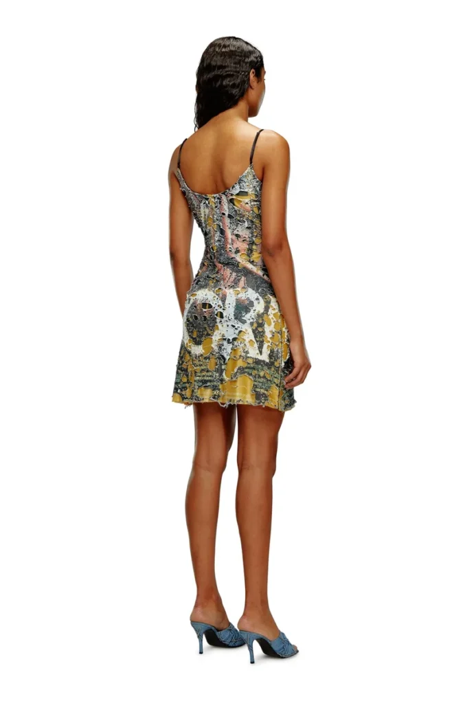 d-jena-dev Kurzes Destroyed-Kleid mit Poster-Print