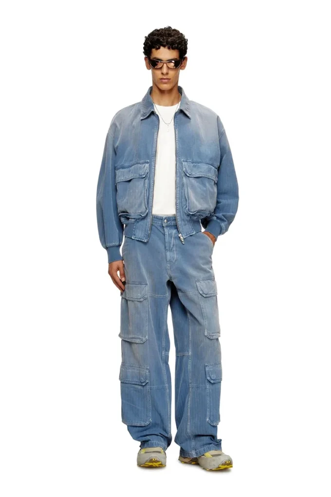 d-kurz Jacke aus farbigem Denim mit Fischgrätenmuster d-kurz Jacke aus farbigem Denim mit Fischgrätenmuster