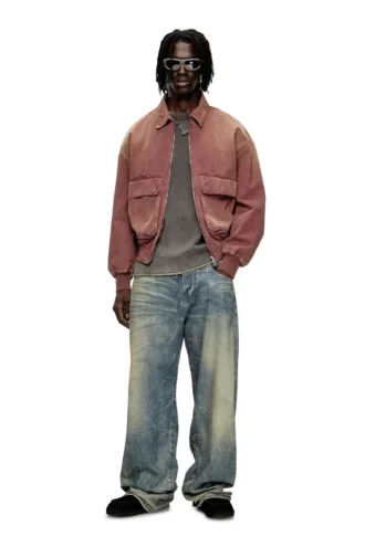 d-kurz Jacke aus farbigem Denim mit Fischgrätenmuster