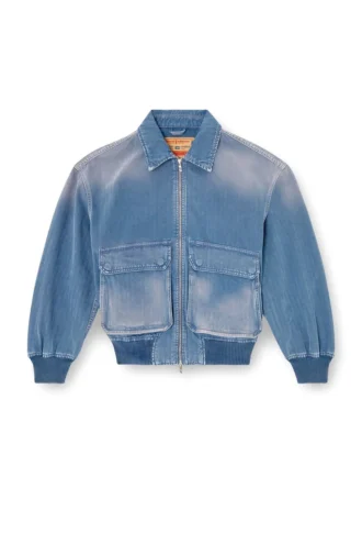d-kurz Jacke aus farbigem Denim mit Fischgrätenmuster