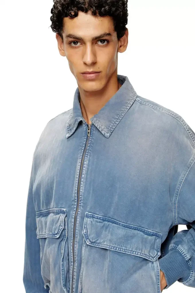 d-kurz Jacke aus farbigem Denim mit Fischgrätenmuster d-kurz Jacke aus farbigem Denim mit Fischgrätenmuster