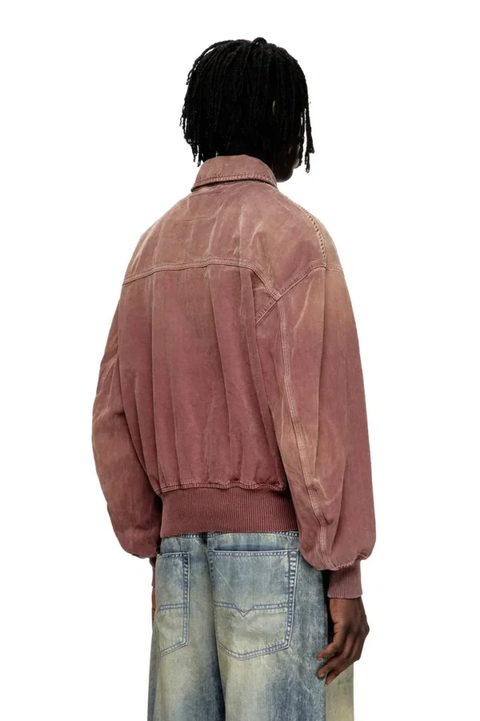 d-kurz Jacke aus farbigem Denim mit Fischgrätenmuster