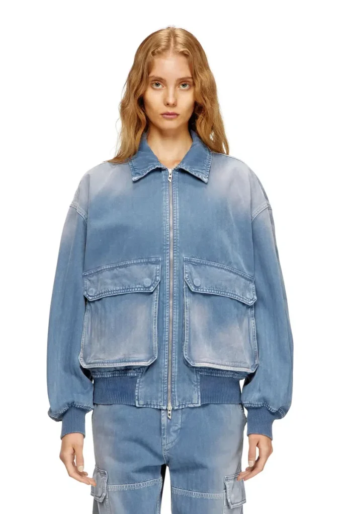 d-kurz Jacke aus farbigem Denim mit Fischgrätenmuster d-kurz Jacke aus farbigem Denim mit Fischgrätenmuster