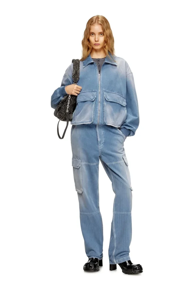 d-kurz Jacke aus farbigem Denim mit Fischgrätenmuster d-kurz Jacke aus farbigem Denim mit Fischgrätenmuster