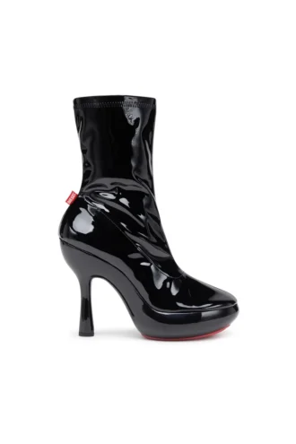 d-lake platform midb zip stretch D-Lake-Plateau-Stiefeletten aus glänzendem Stretch-PU