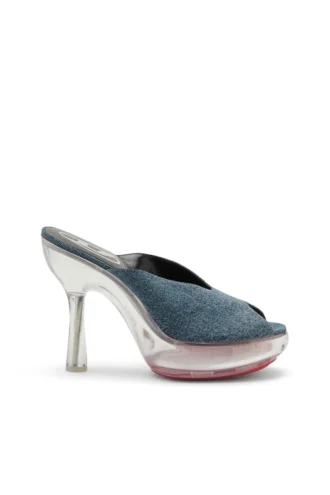 d-lake platform sdl D-Lake-Platform Pantoletten aus Denim und Plexiglas