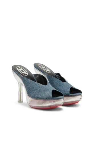 d-lake platform sdl D-Lake-Platform Pantoletten aus Denim und Plexiglas