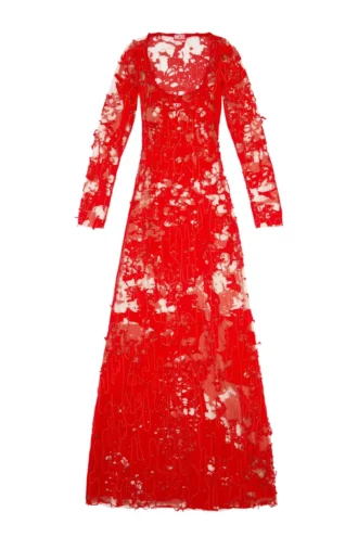 d-lea Langes Devoré-Kleid aus Tüll und Jersey
