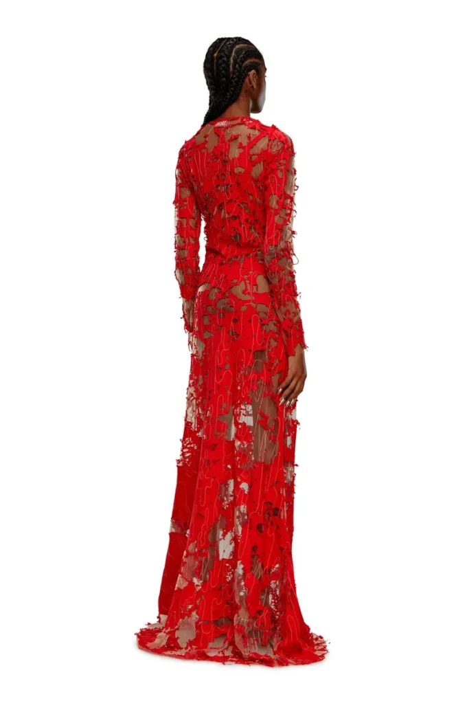 d-lea Langes Devoré-Kleid aus Tüll und Jersey