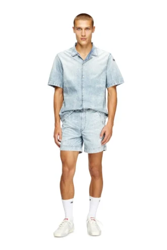 d-nabil-s4 Bowlinghemd aus marmoriertem Denim