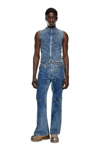d-nata-fse Ärmelloses Denim-Oberteil mit Biker-Details