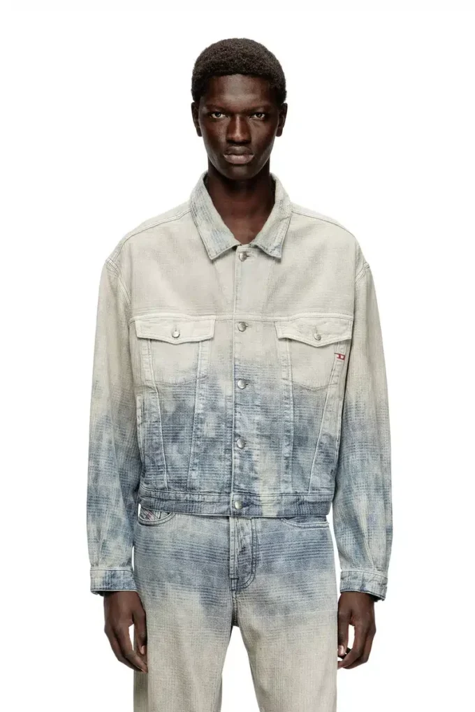 d-ranger Truckerjacke aus Prince-of-Wales-Jacquard-Denim d-ranger Truckerjacke aus Prince-of-Wales-Jacquard-Denim