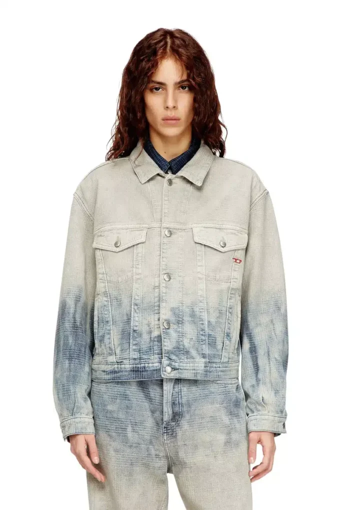 d-ranger Truckerjacke aus Prince-of-Wales-Jacquard-Denim d-ranger Truckerjacke aus Prince-of-Wales-Jacquard-Denim
