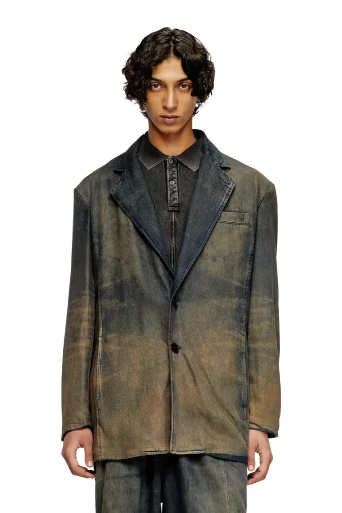 d-reg-s Blazer aus fließendem, meliertem Denim
