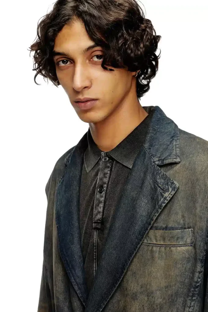 d-reg-s Blazer aus fließendem, meliertem Denim