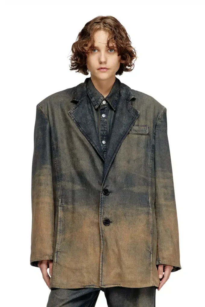 d-reg-s Blazer aus fließendem, meliertem Denim