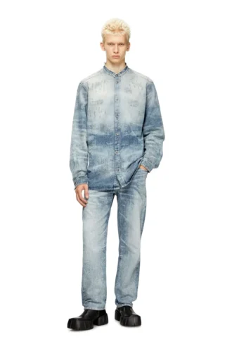 d-simp-fsh Hemd aus Distressed-Denim mit Wabenmuster
