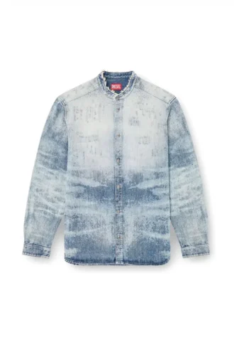 d-simp-fsh Hemd aus Distressed-Denim mit Wabenmuster