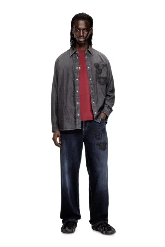 d-simply-s15 Jeanshemd mit gesticktem Emblem