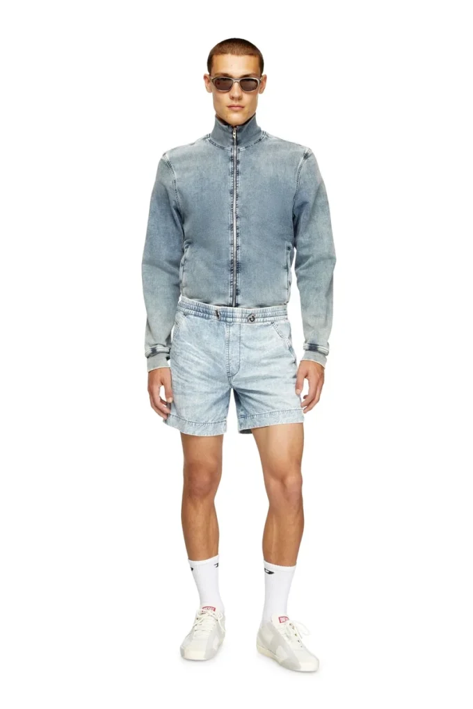 d-tenni-s Shorts aus marmoriertem Denim