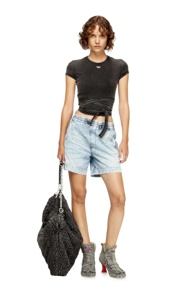 d-tenni-s Shorts aus marmoriertem Denim