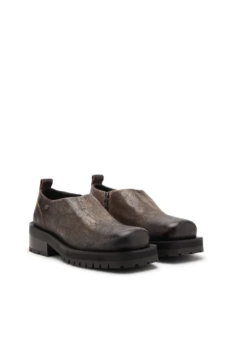 d-texan clog D-Texan-Zipped Schuhe aus Distressed-Wildleder mit Crackle-Effekt
