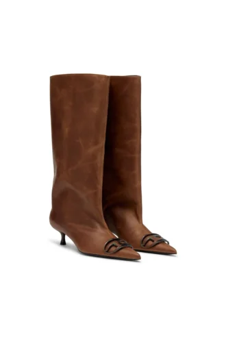 d-venus 40 kb tube D-Venus-Kniehohe Stiefel aus geöltem Leder