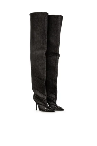 d-venus 90 otk boot D-Venus-Overknee-Stiefel aus beschichtetem Denim