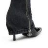 d-venus Twisted Boot D-Venus-Stiletto-Kniehohe Stiefel mit Jeans-Trompe-l’oeil-Effekt