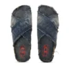 d-woodstock cross D-Woodstock-Crossover-Sandalen aus ausgefranstem Denim d-woodstock cross D-Woodstock-Crossover-Sandalen aus ausgefranstem Denim