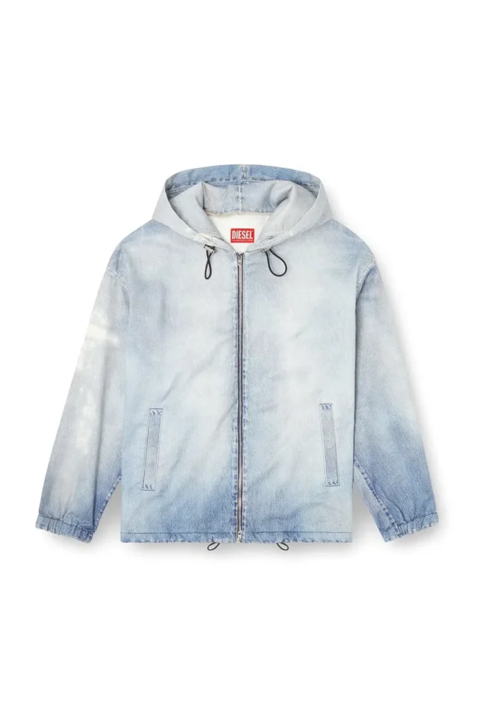 d-wynny jogg Kapuzenjacke aus bedrucktem JoggJeans mit Bleich-Effekt