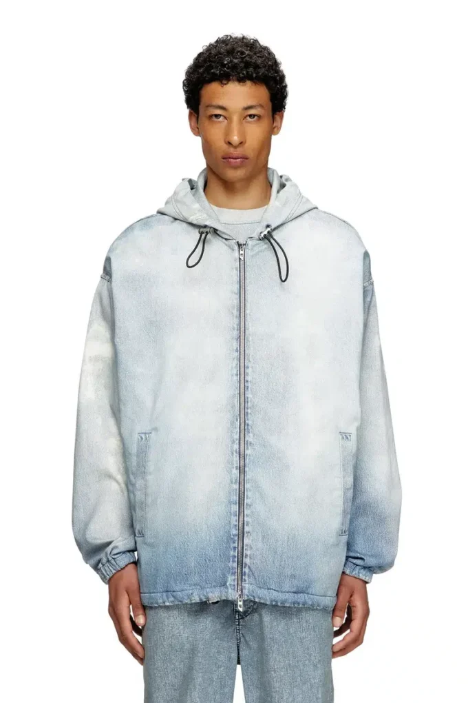d-wynny jogg Kapuzenjacke aus bedrucktem JoggJeans mit Bleich-Effekt