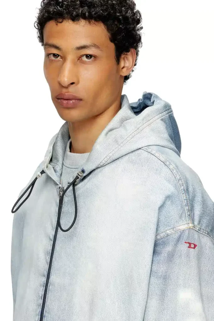d-wynny jogg Kapuzenjacke aus bedrucktem JoggJeans mit Bleich-Effekt