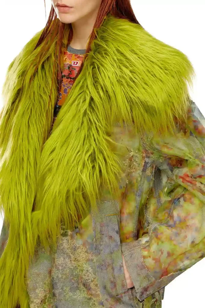 de-bika-fse Bedruckte Devoré-Jacke mit zotteligem Kragen