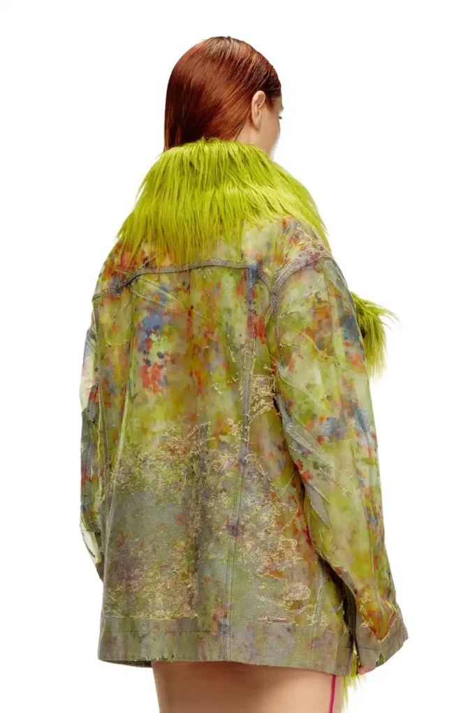de-bika-fse Bedruckte Devoré-Jacke mit zotteligem Kragen