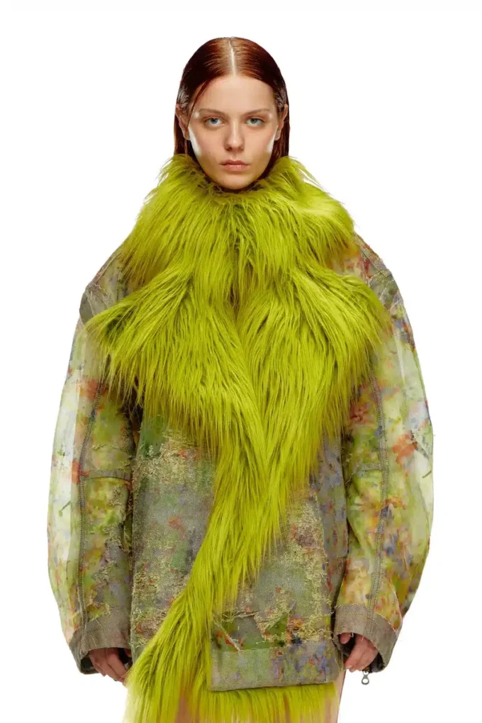 de-bika-fse Bedruckte Devoré-Jacke mit zotteligem Kragen
